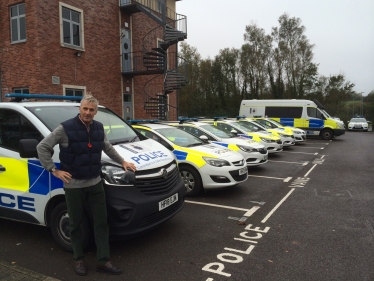 Richard with Dorset Police cars